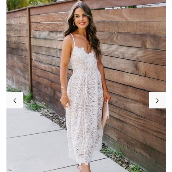 Boho Ivory Lace Crochet Backless Midi Sundress - Picture 13 of 16